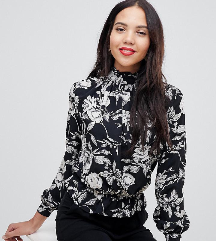 Parisian Tall High Neck Floral Blouse - Multi