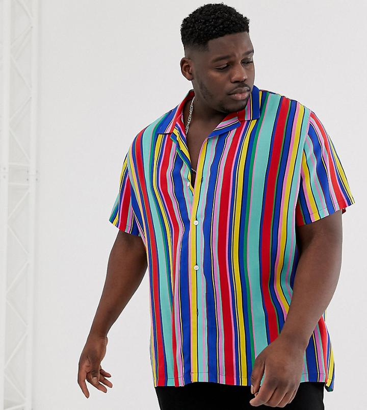 Asos Design Plus Oversized Stripe Shirt - Multi