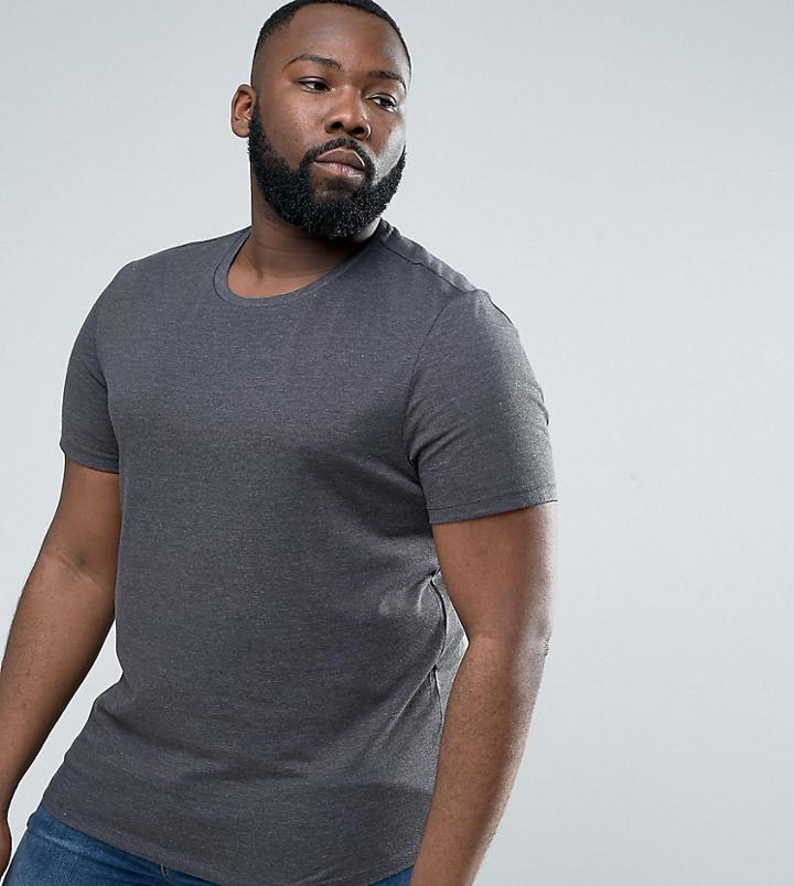 Asos Design Plus T-shirt With Crew Neck In Charcoal-gray
