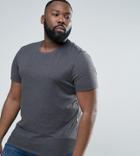 Asos Design Plus T-shirt With Crew Neck In Charcoal-gray
