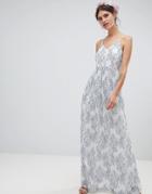Minuet Maxi Dress With All Over Floral Embellishment - Blue