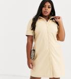 Glamorous Curve Shirt Dress In Soft Faux Leather-tan