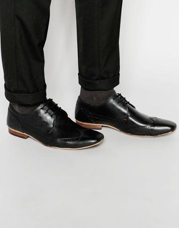 Unsung Hero Smart Brogues In Black Leather - Black