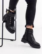 Asos Design Annabel Studded Lace Up Boots In Black