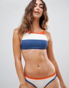 Rvca July Color Block Crop Bikini Top - Multi