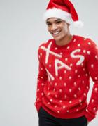Asos Holidays Sweater With Xmas Design - Red