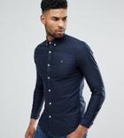 Farah Tall Skinny Fit Button Down Oxford Shirt In Navy