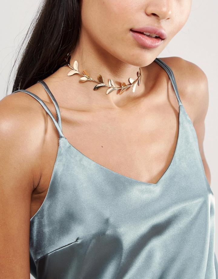 Asos Petal Vine Choker Necklace - Gold
