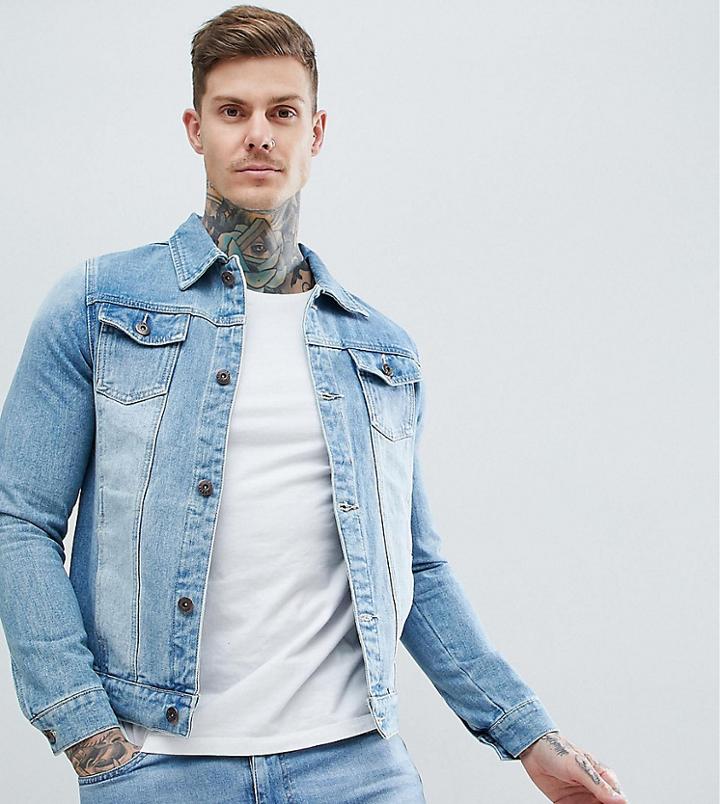 Liquor N Poker Denim Jacket Classic Trucker Stonewash-blue
