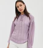 Glamorous Tall Blouse With Tie Collar And Cuffs In Dobby Spot-purple