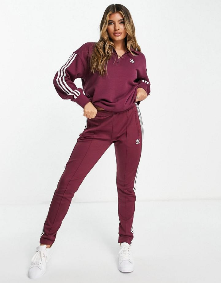 Adidas Originals Adicolor Three Stripe Track Pants In Crimson-red