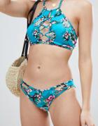 New Look Tropical Bikini Bottom - Blue