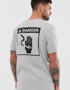 Bershka T-shirt With High Voltage Back Print In Gray - Gray