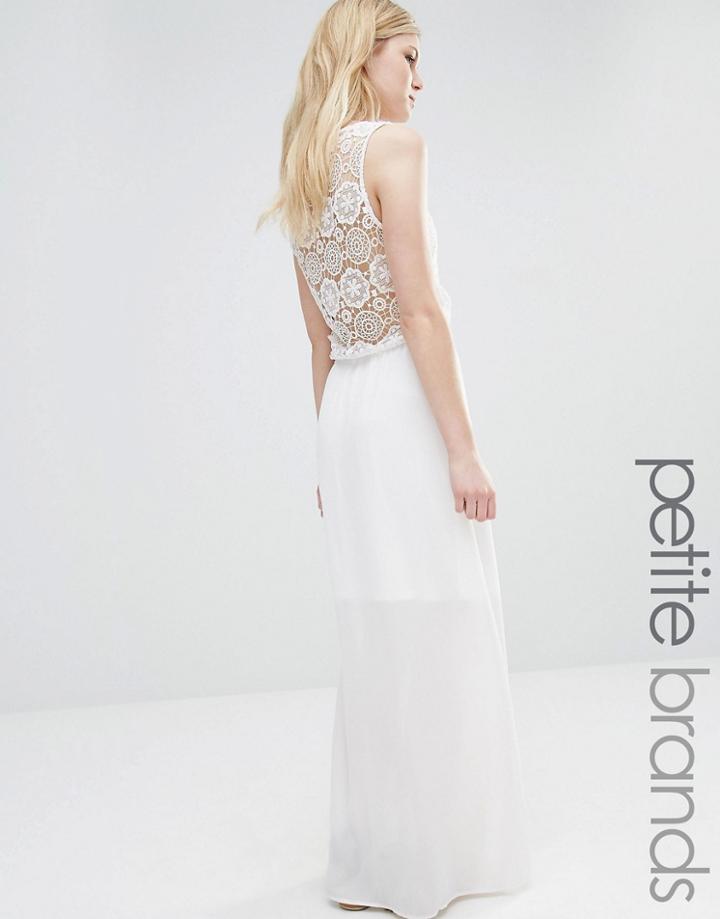 Vero Moda Petite Crochet Detail Maxi Dress - White