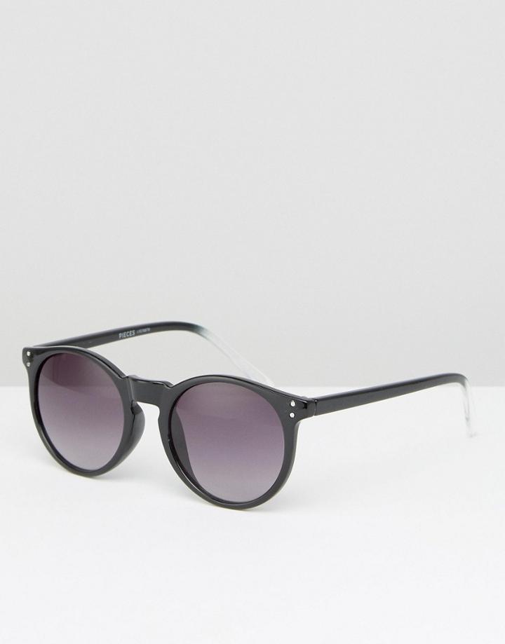 Pieces Round Sunglasses In Black - Black