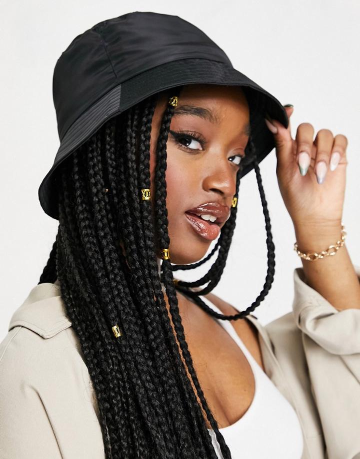 Asos Design Nylon Bucket Hat In Black