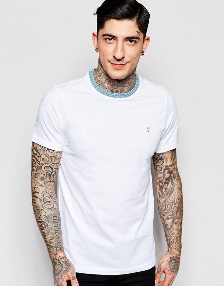 Farah T-shirt With Contrast Rib Collar In White - White