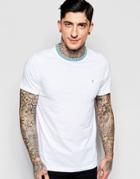 Farah T-shirt With Contrast Rib Collar In White - White