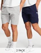 Le Breve Tall 2-pack Raw Edge Jersey Shorts In Navy & Light Gray
