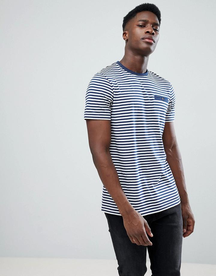 Ted Baker Stripe T-shirt In Navy Stripe - Blue