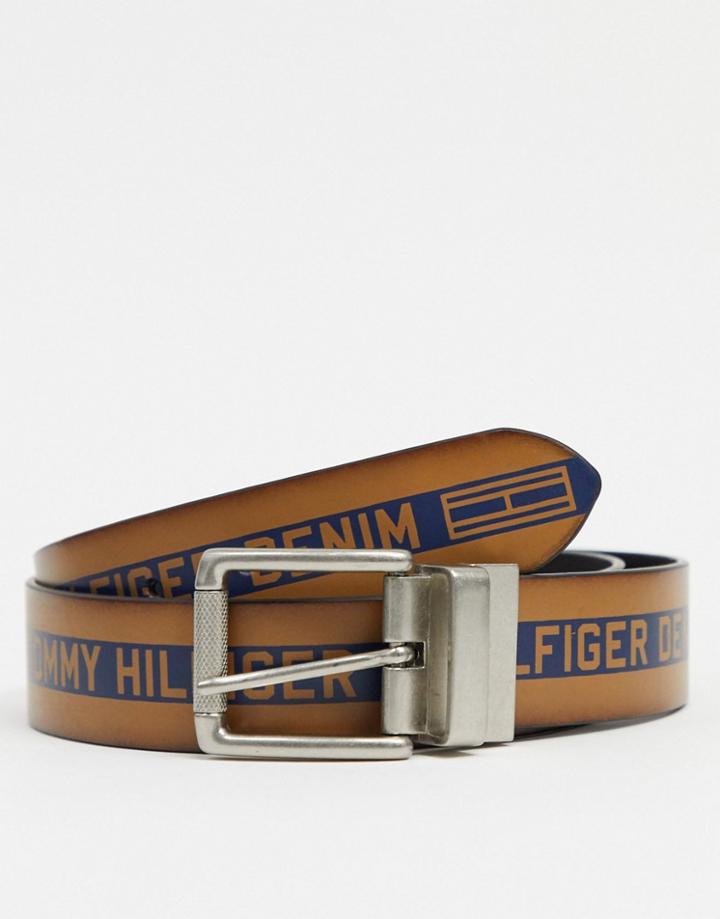 Tommy Hilfiger Reversible Leather Belt In Black With Logo