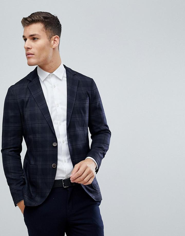 Jack & Jones Premium Slim Check Blazer - Black