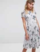 Oasis Butterfly Print Longer Line Lace Dress - Multi