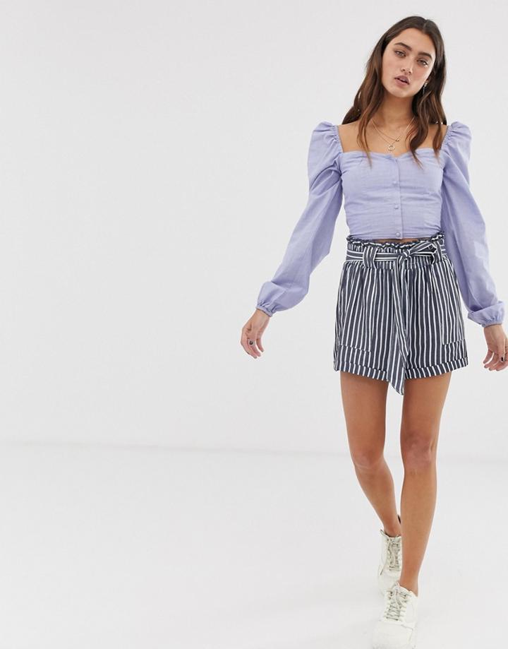 Only Stripe Paperbag Waist Short-multi