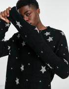 Allsaints Stars Crew Neck Knitted Sweater In Black