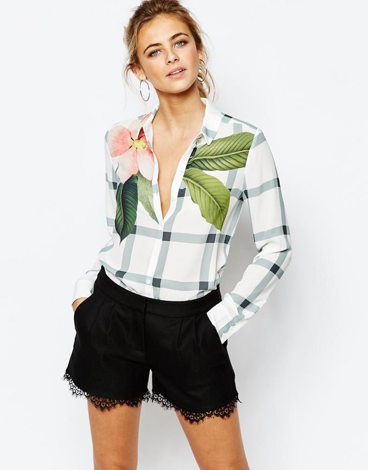 Ted Baker Trellis Check Print Shirt - White