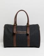 Asos Design Carryall In Melton With Faux Leather Trims-gray