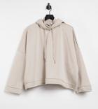 Noisy May Curve Hoodie With High Neck In Stone-grey