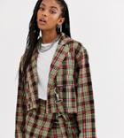 The Ragged Priest Oversized Cropped Blazer In Check Two-piece-multi