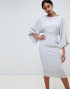 Asos Design Kimono Midi Dress With Embellished Trim-blue