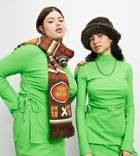 Collusion Ruche Split Side High Neck Top In Green