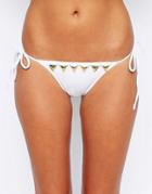 Asos Gold Triangle Embellished Tie Side Bikini Bottom - Multi