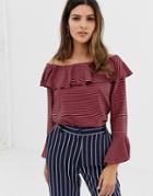 Closet Ruffle Neck Off-the -shoulder Blouse - Multi