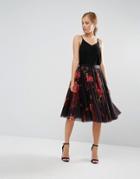 Ted Baker Ondra Juxtapose Rose Print Tutu Midi Skirt - Multi