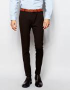 Asos Super Skinny Suit Pants In Brown - Brown