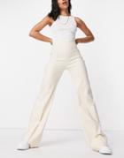 Vesper Wide Leg Pants With Seam Detail In Ecru-white