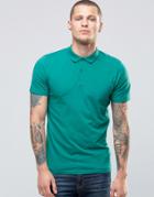 New Look Muscle Fit Polo Shirt In Green - Blue