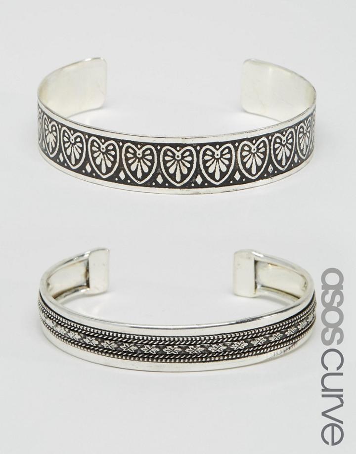 Asos Curve Pack Of 2 Festival Ready Bracelets - Rhodium