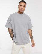Asos Design Oversized Fit T-shirt With Crew Neck In Pique In Gray Marl-grey
