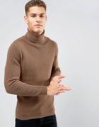Selected Roll Neck Sweater - Brown