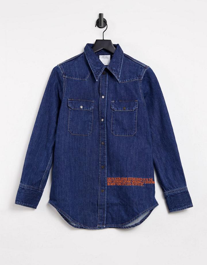 Calvin Klein Est 1978 Western Shirt In Dark Blue-blues