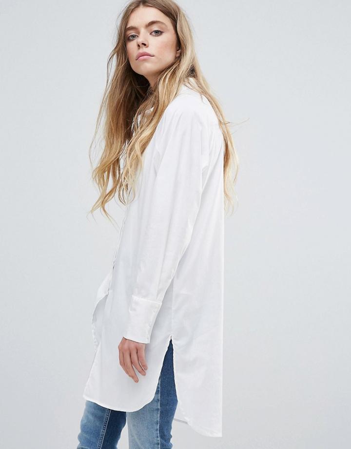 Selected Balia Front Split Long Shirt - White