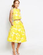 Chi Chi London Jacquard Full Midi Skirt Co-ord - Yellow White