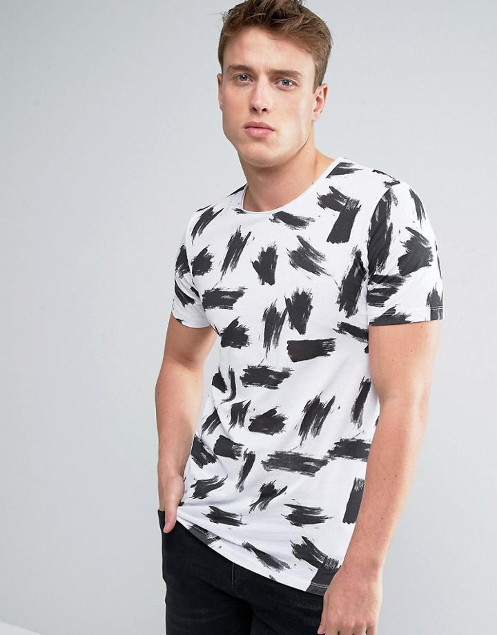 Jack & Jones All Over Logo Print T-shirt - White