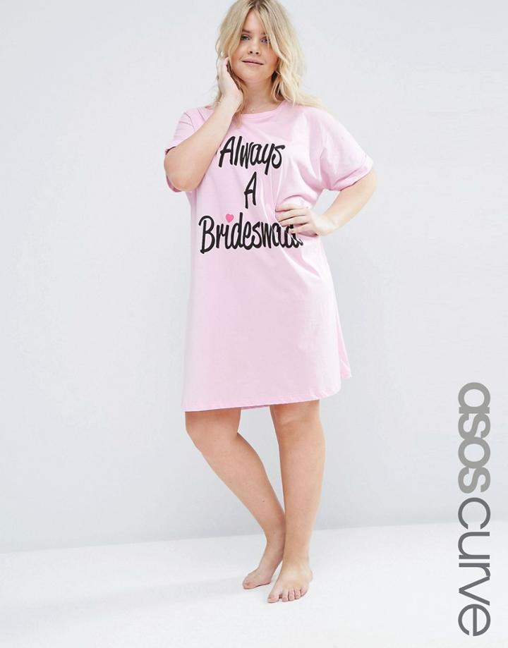 Asos Curve Wedding 'always A Bridesmaid' Sleep Tee - Pink
