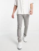 Topman Skinny Smart Pants In Black And White Check-brown